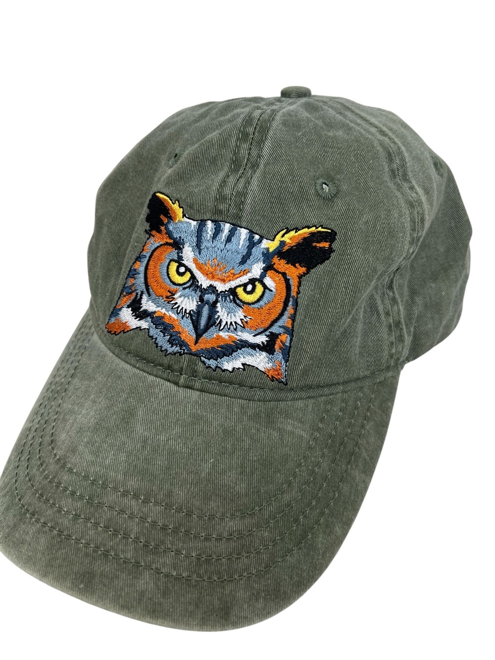 Eco Great Horned Owl Baseball Cap Green Animal